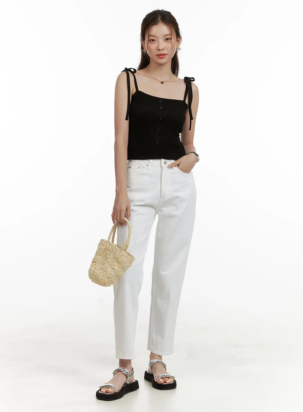 Cotton Crop Straight Fit Pants OU413 sold by Lewkin