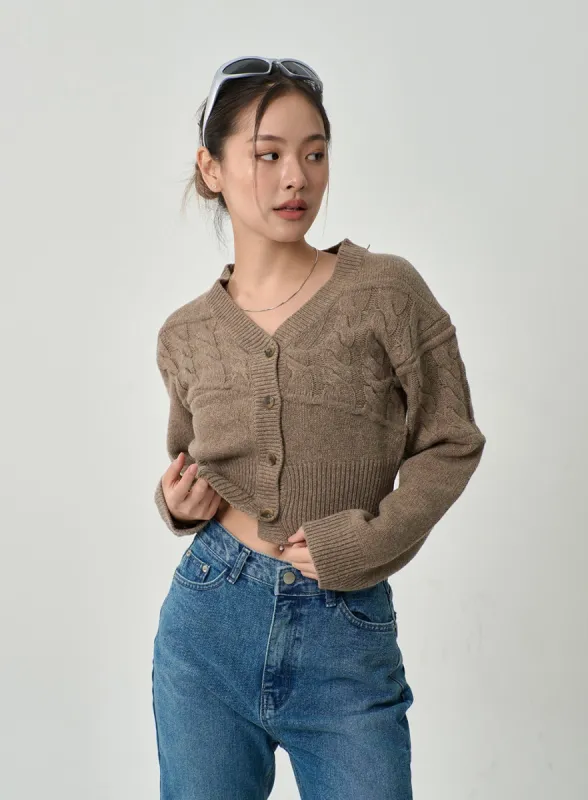 Cropped Knit Cardigan CD15 sold by Lewkin