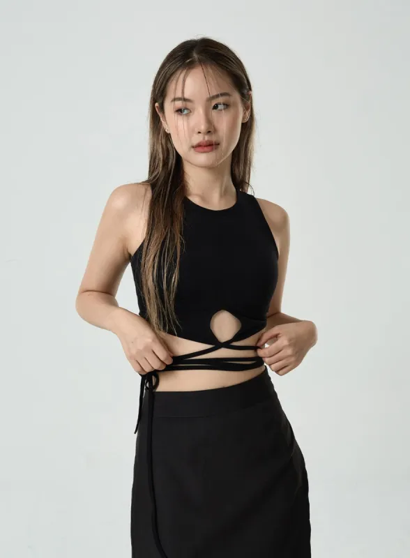 Waist Strap Cropped Tank Top CU8 sold by Lewkin