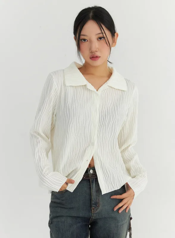 Wave Collar Blouse CO306 sold by Lewkin