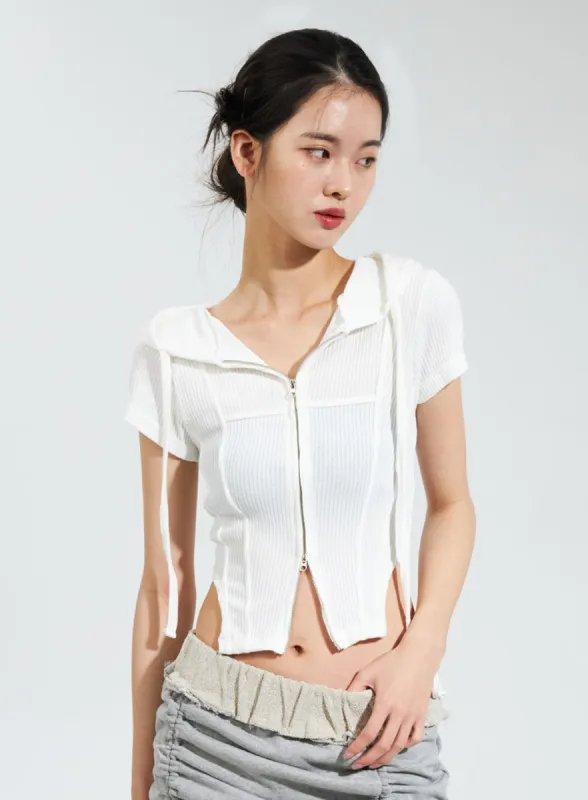 Cropped Zip-Up Hoodie IY322 sold by Lewkin