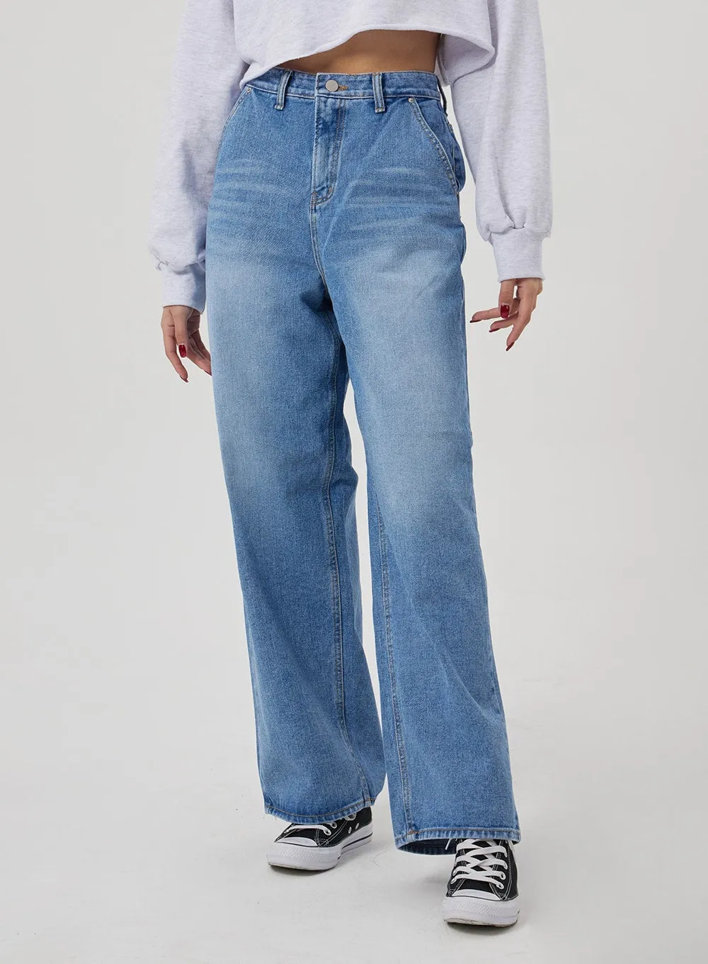 Semi Wide Medium Wash Jeans BF310 sold by Lewkin product image thumbnail 3