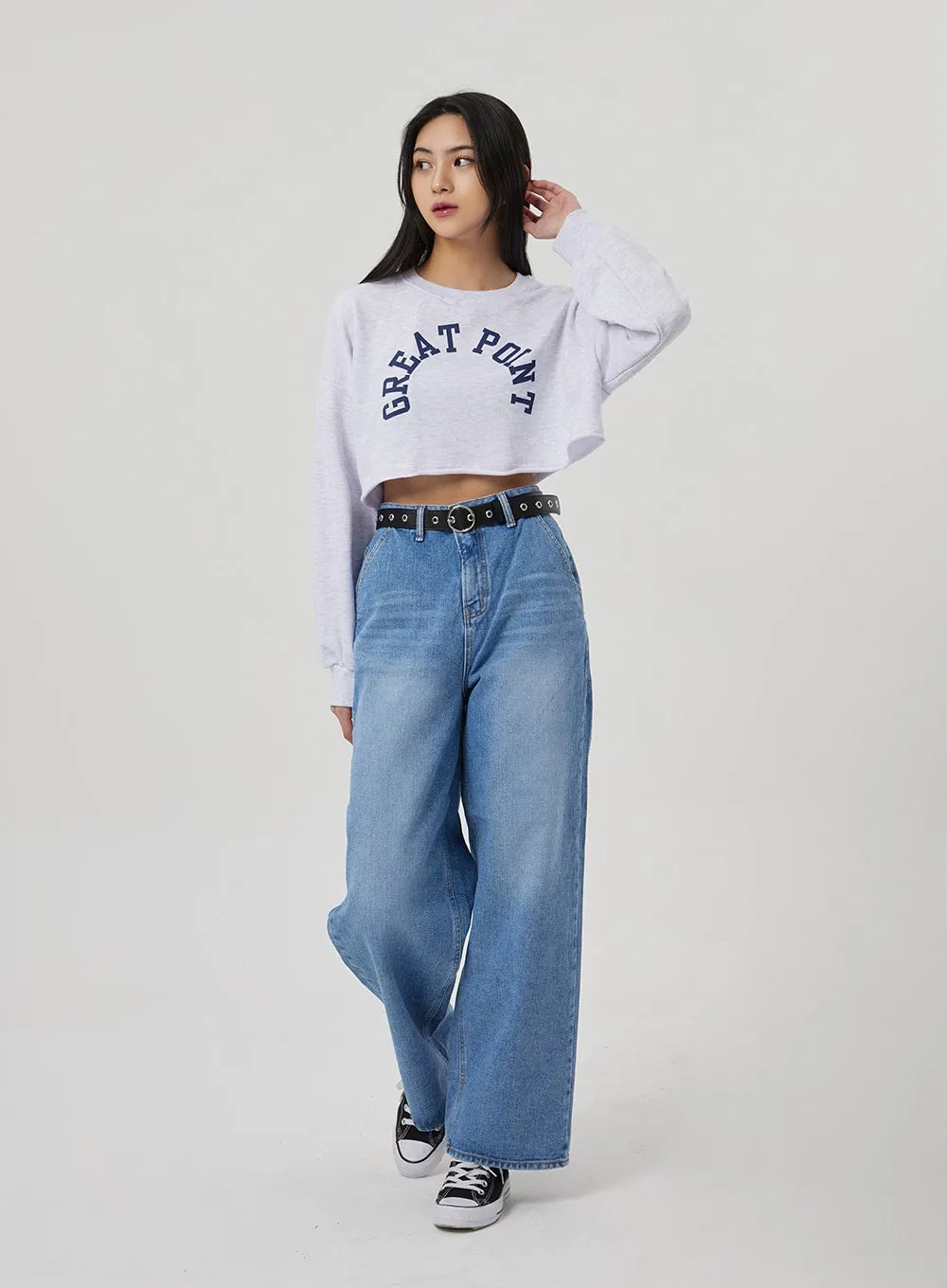 Semi Wide Medium Wash Jeans BF310 sold by Lewkin