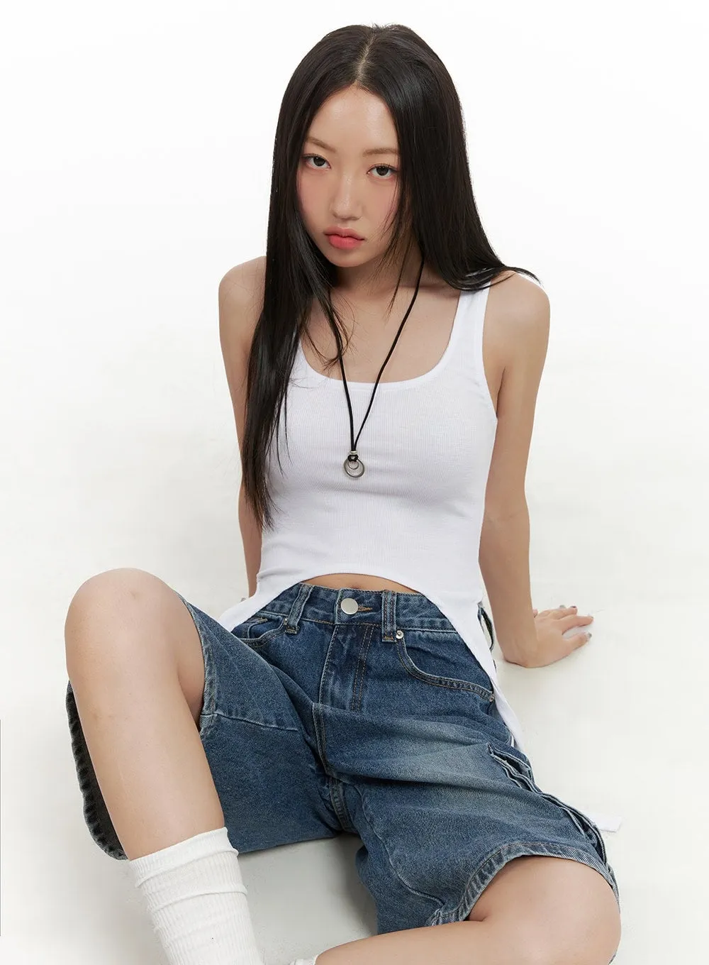 Square Neck Crop Tank Top CY420 sold by Lewkin