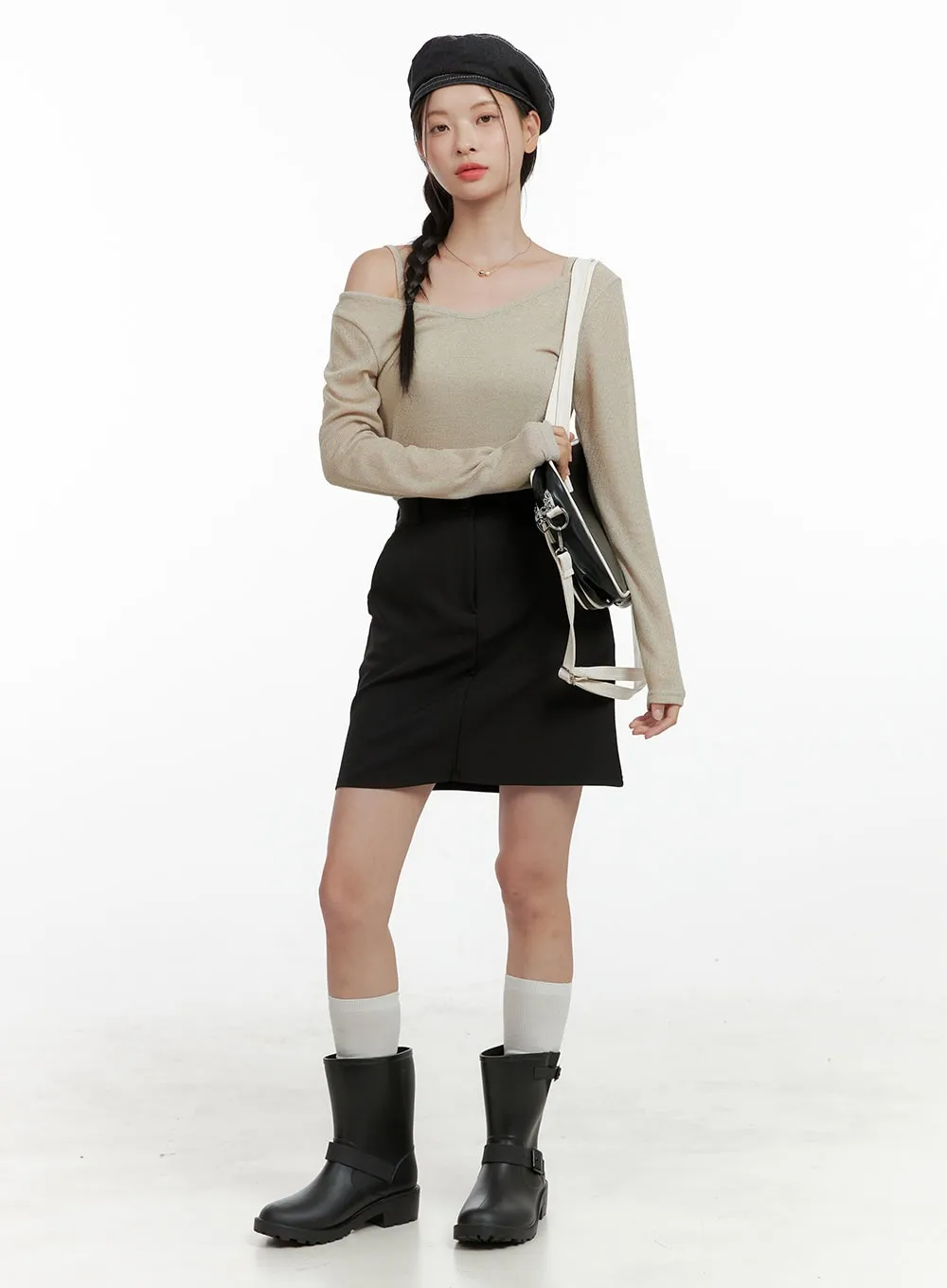 Buckle Rubber Midi Boots OL411 sold by Lewkin product image thumbnail 2