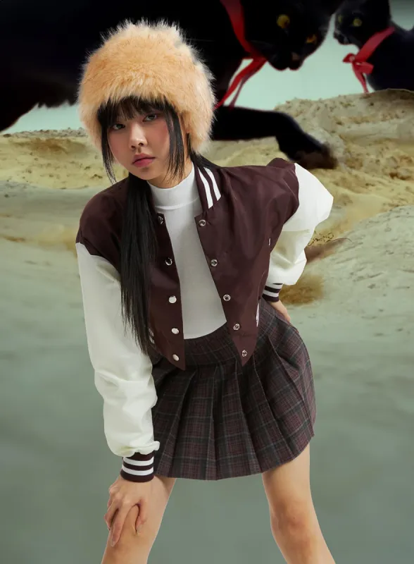 Color Block Crop Bomber Jacket IN322 sold by Lewkin