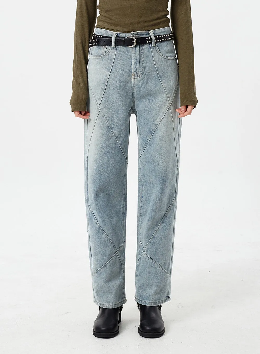 Light Wash Straight Leg Jeans CM307 sold by Lewkin product image thumbnail 5