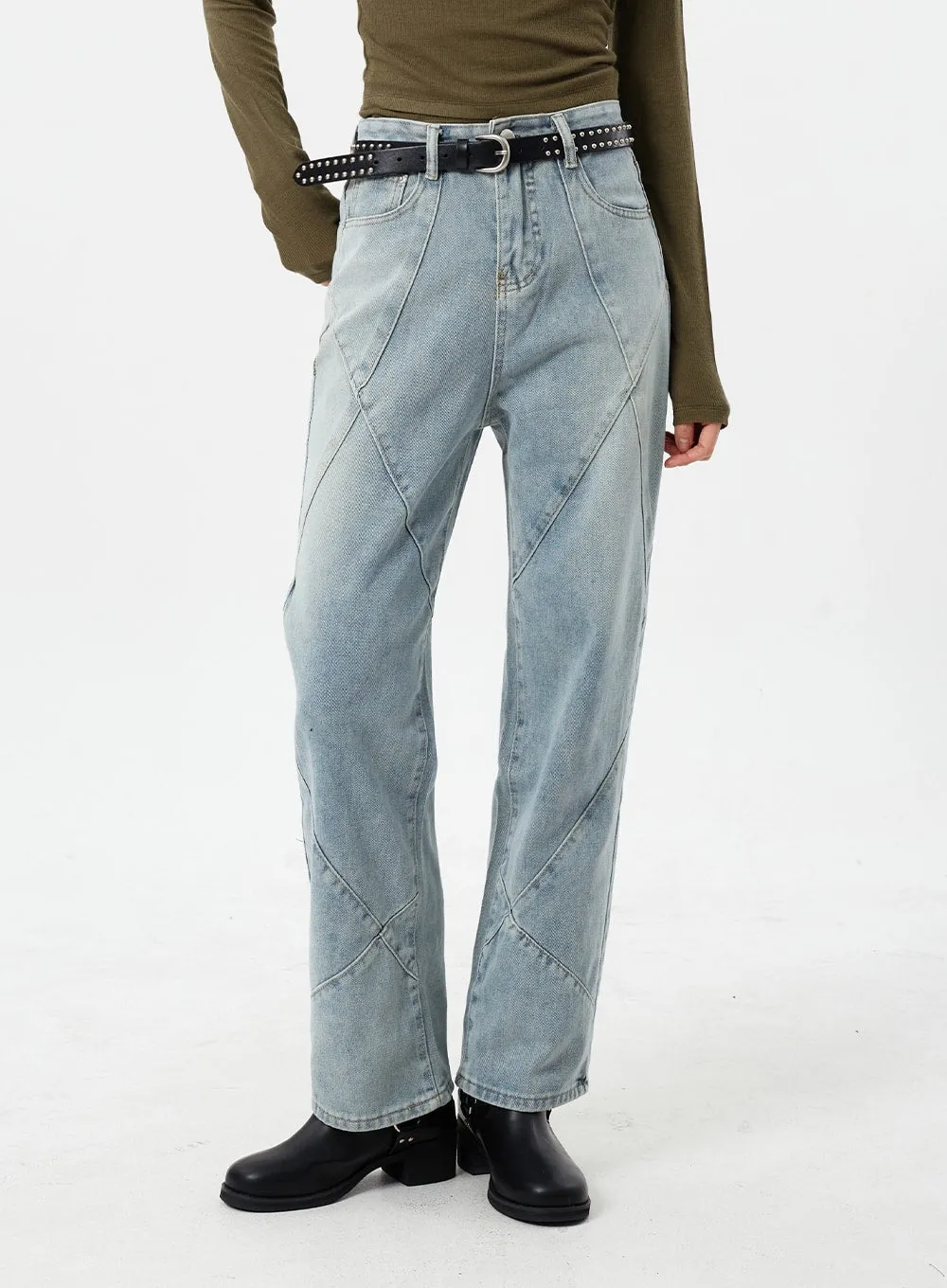 Light Wash Straight Leg Jeans CM307 sold by Lewkin product image thumbnail 2