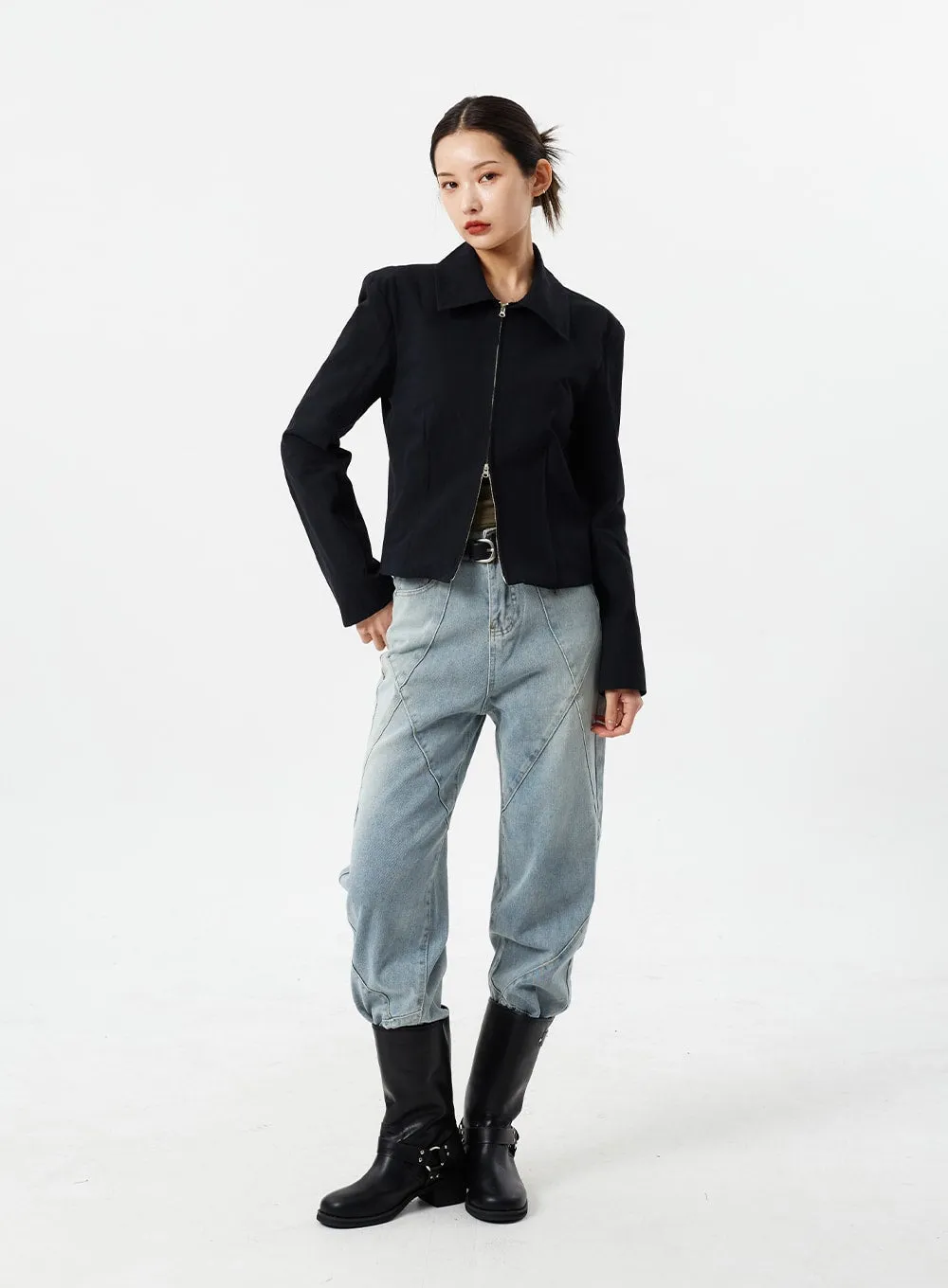 Light Wash Straight Leg Jeans CM307 sold by Lewkin