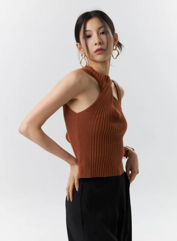 Halter Neck Ribbed Top IL326 sold by Lewkin