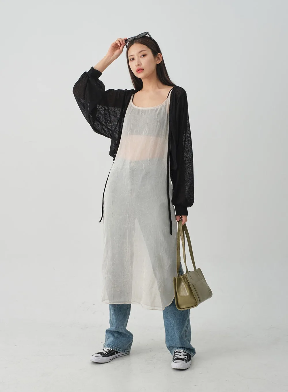 Wrinkle Sheer Cami Maxi Dress CJ08 sold by Lewkin product image thumbnail 3