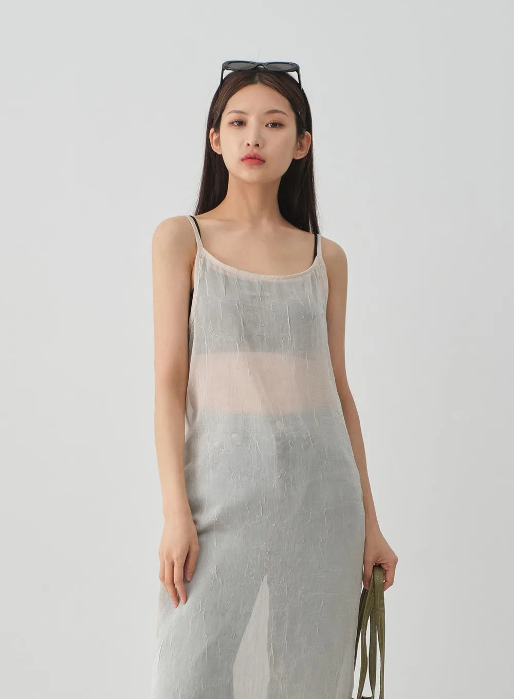 Wrinkle Sheer Cami Maxi Dress CJ08 sold by Lewkin product image thumbnail 2