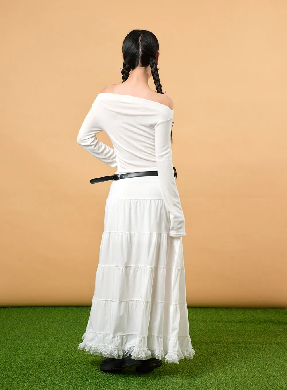 Solid Off-Shoulder Long Sleeve Top IJ430 sold by Lewkin product image thumbnail 5