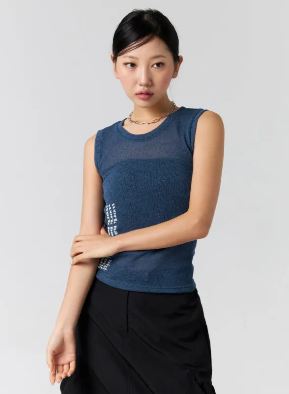 Graphic Mesh Knit Top CG302 sold by Lewkin