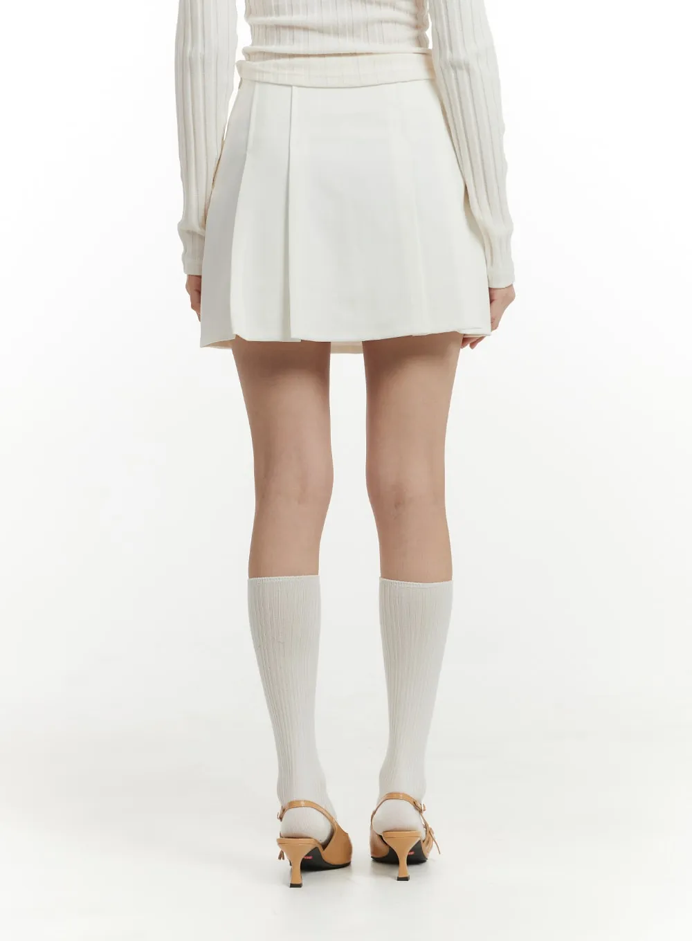 Mid Waist Solid Pleated Mini Skirt IM406 sold by Lewkin product image thumbnail 5