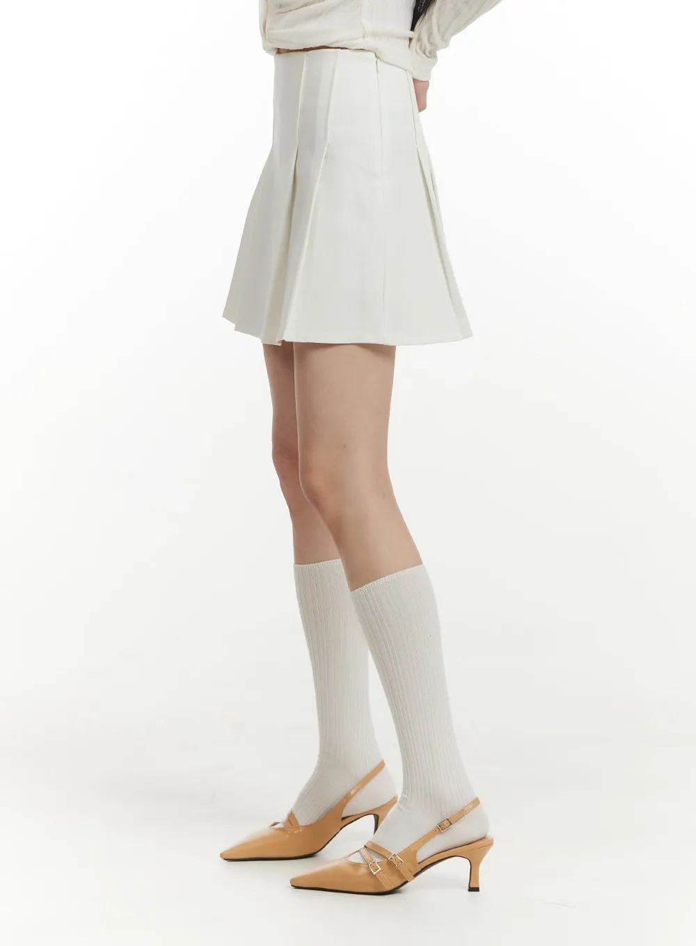 Mid Waist Solid Pleated Mini Skirt IM406 sold by Lewkin product image thumbnail 3