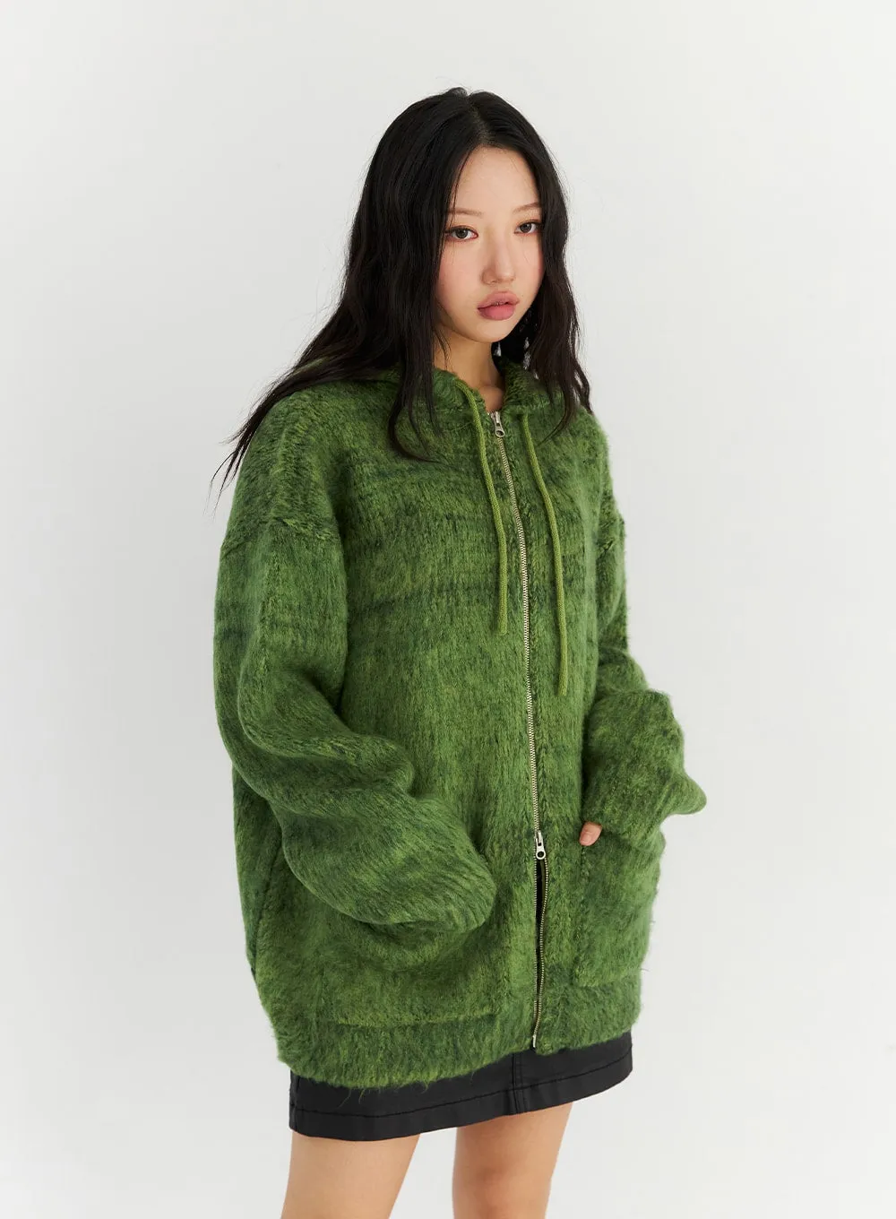 Two-Way Zip-Up Knit Hoodie Jacket CN303 sold by Lewkin product image thumbnail 5