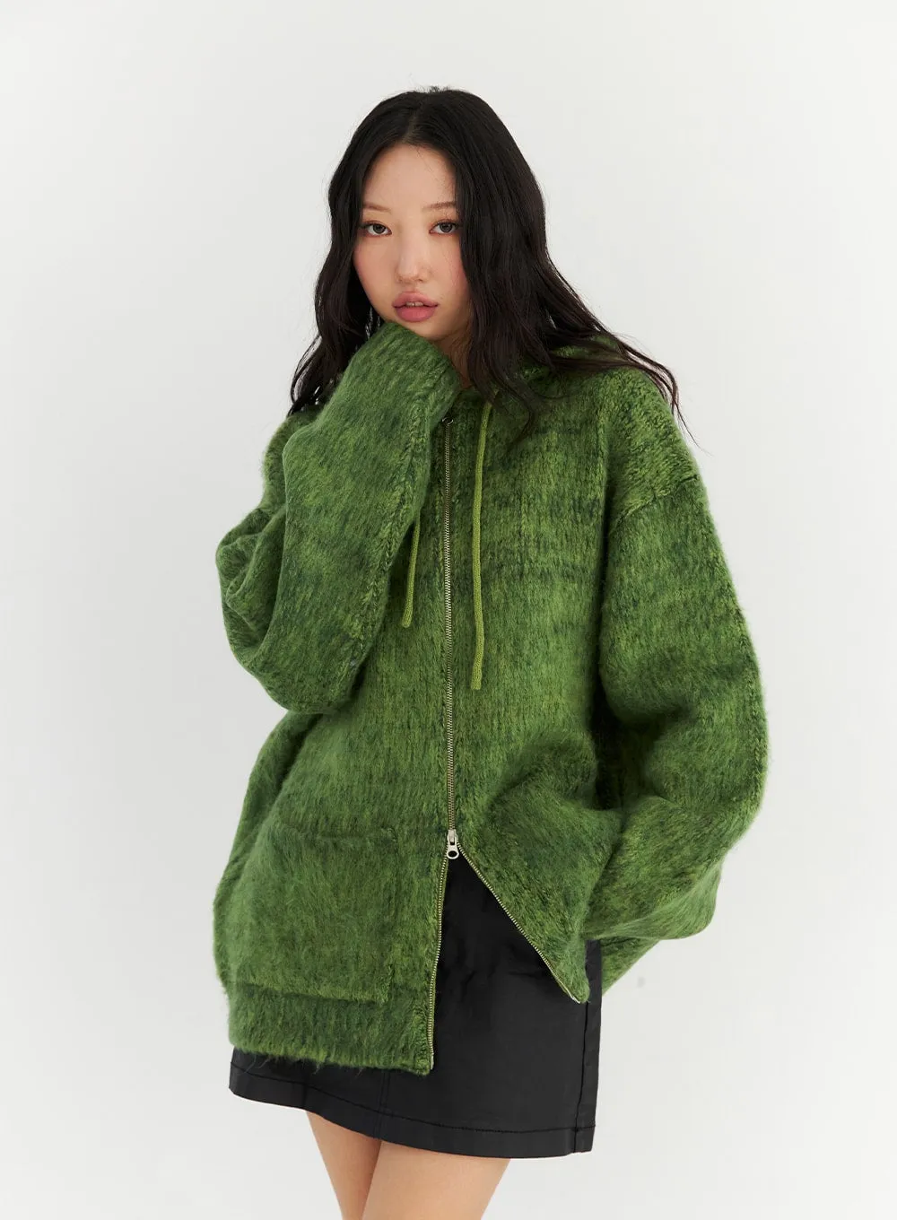 Two-Way Zip-Up Knit Hoodie Jacket CN303 sold by Lewkin product image thumbnail 4