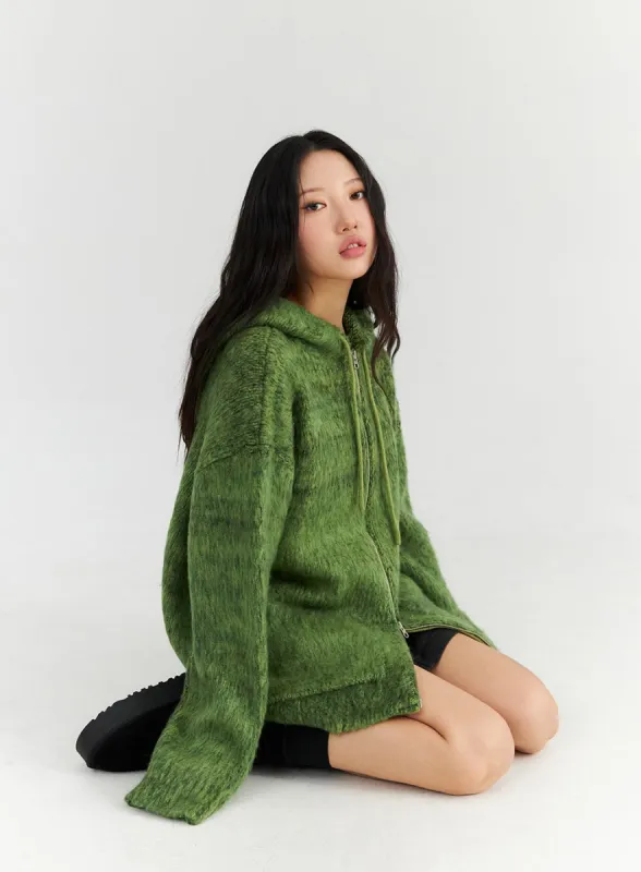 Two-Way Zip-Up Knit Hoodie Jacket CN303 sold by Lewkin