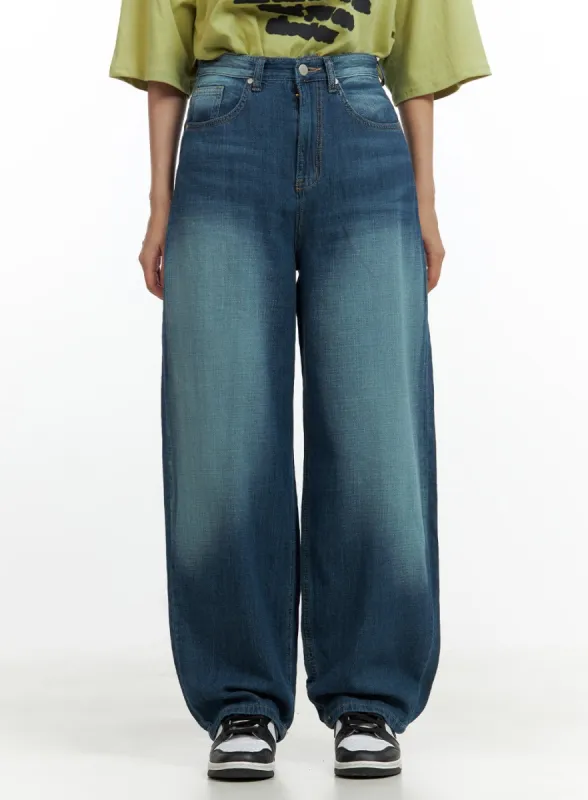 Blue Washed Baggy Pants CU420 sold by Lewkin
