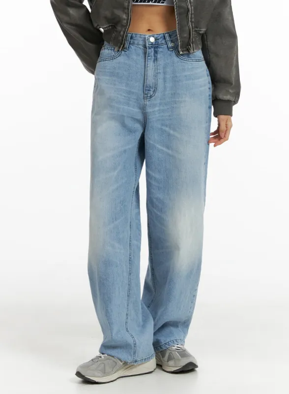 Cotton Cloud Washed Straight Jeans CM407 sold by Lewkin