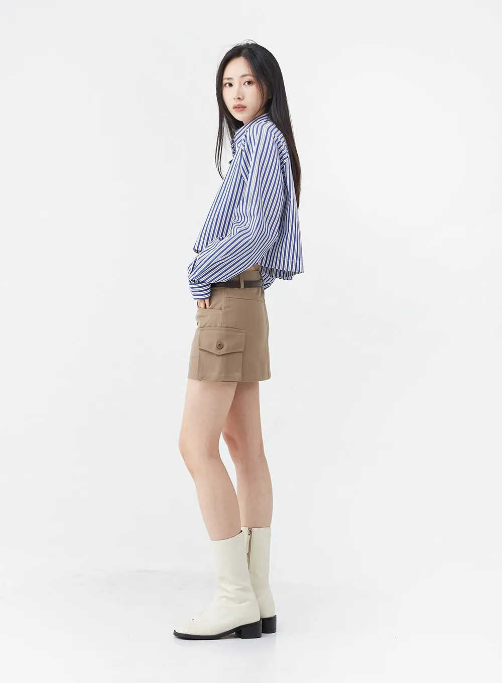 Low-Rise Pocket Cargo Mini Skirt OG18 sold by Lewkin product image thumbnail 5