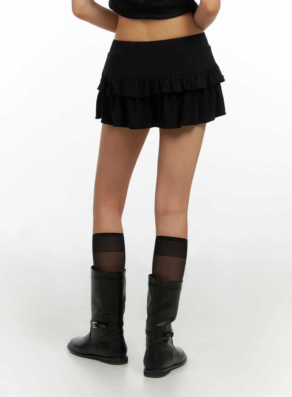 Solid Frill Band Mini Skirt IL409 sold by Lewkin product image thumbnail 5