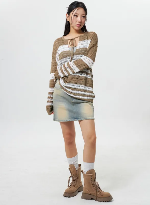 Light Wash Denim Mini Skirt CY324 sold by Lewkin