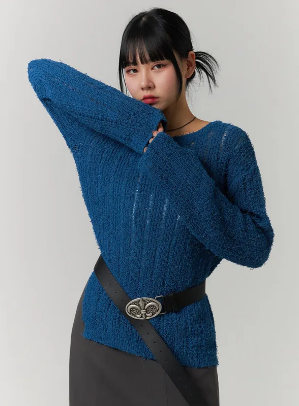 Cozy Knitted Long Sleeve Round Neck Top CJ419 sold by Lewkin
