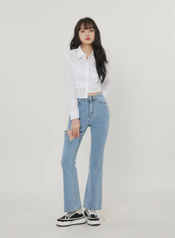 Ripped Bootcut Jeans BF306 sold by Lewkin
