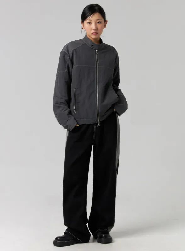 Stitched Wide Fit Cotton Jeans CG329 sold by Lewkin