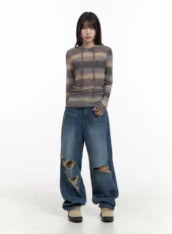 Ripped Wide Fit Baggy Jeans CA426 sold by Lewkin