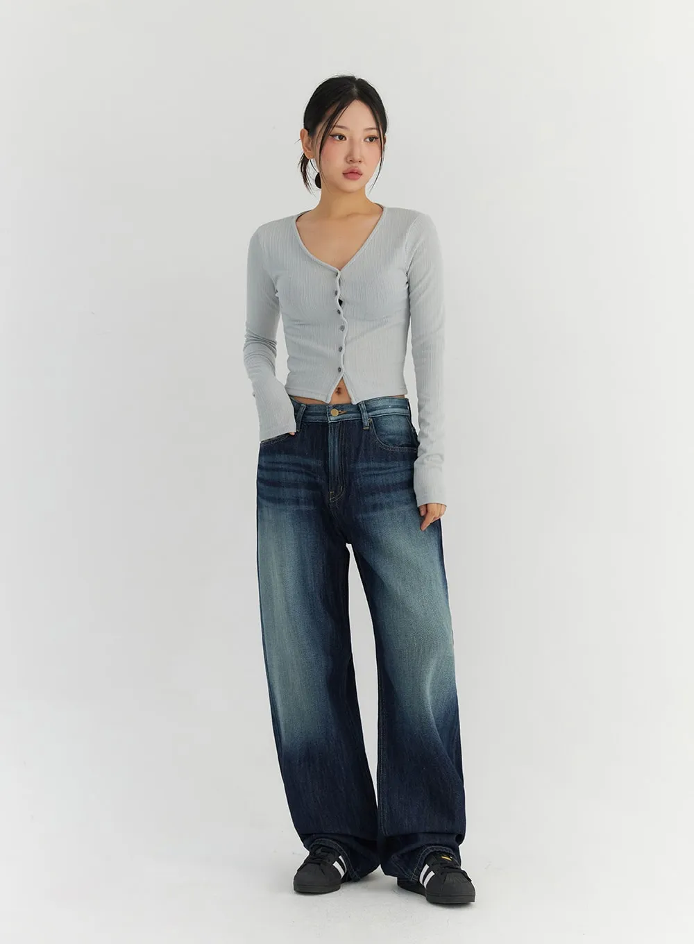 Fade Wash Wide Leg Jeans CO306 sold by Lewkin product image thumbnail 3