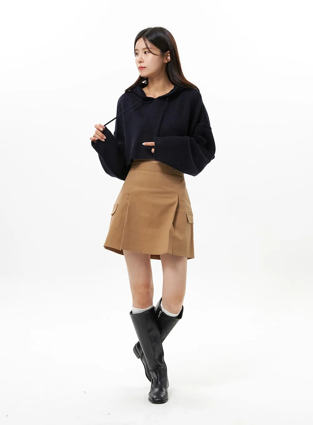 Pleated Cargo Mini Skirt OS315 sold by Lewkin