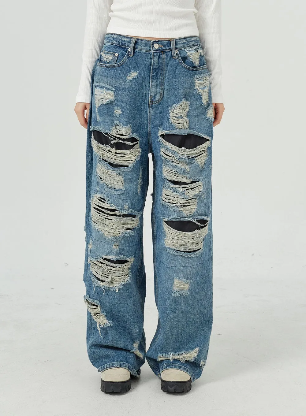 Ripped Baggy Jeans CM317 sold by Lewkin product image thumbnail 2
