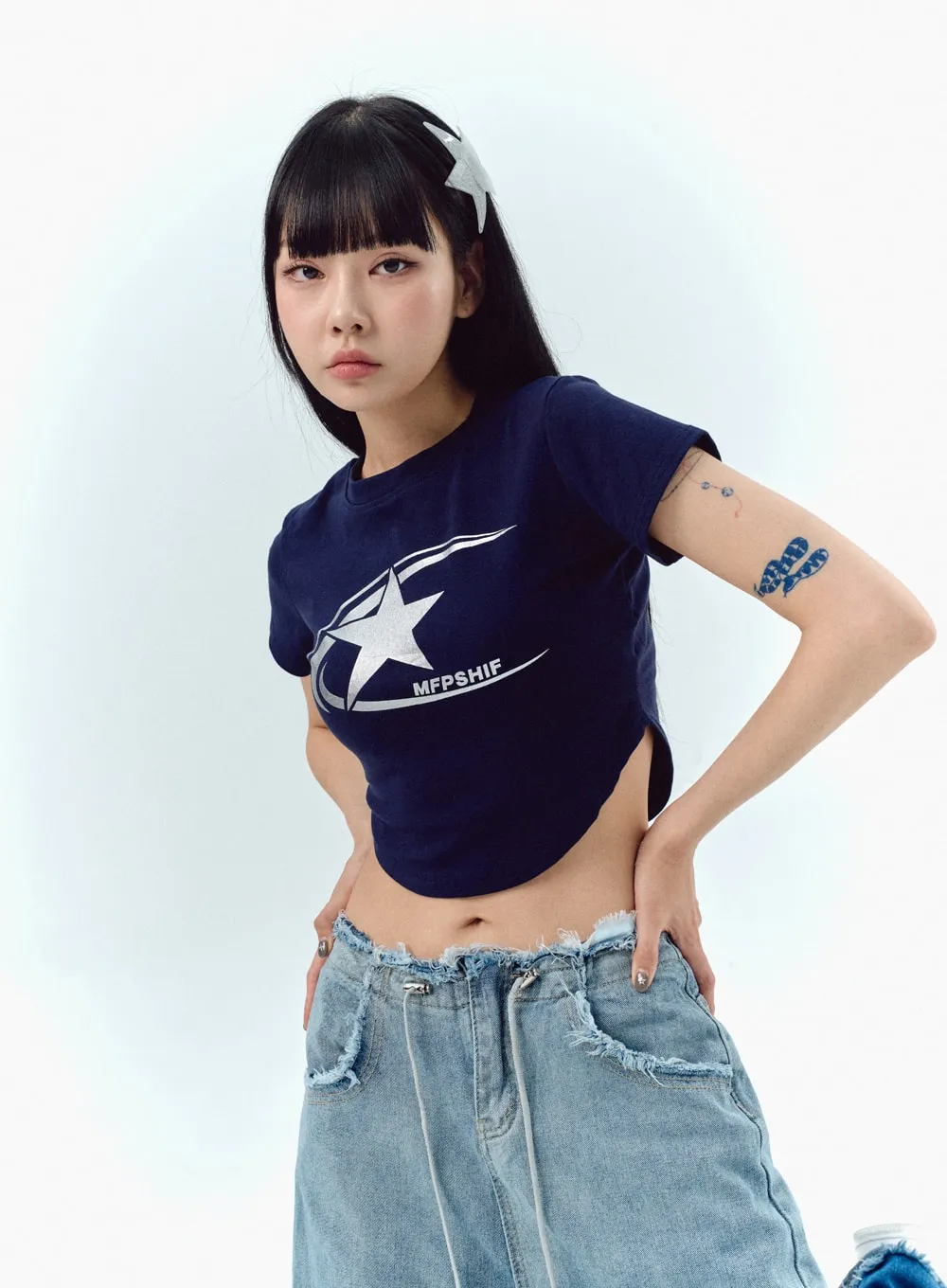 Round Hem Tee IU329 sold by Lewkin