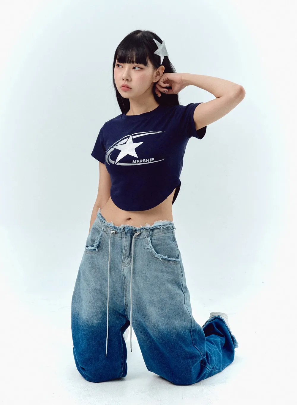 Round Hem Tee IU329 sold by Lewkin product image thumbnail 2