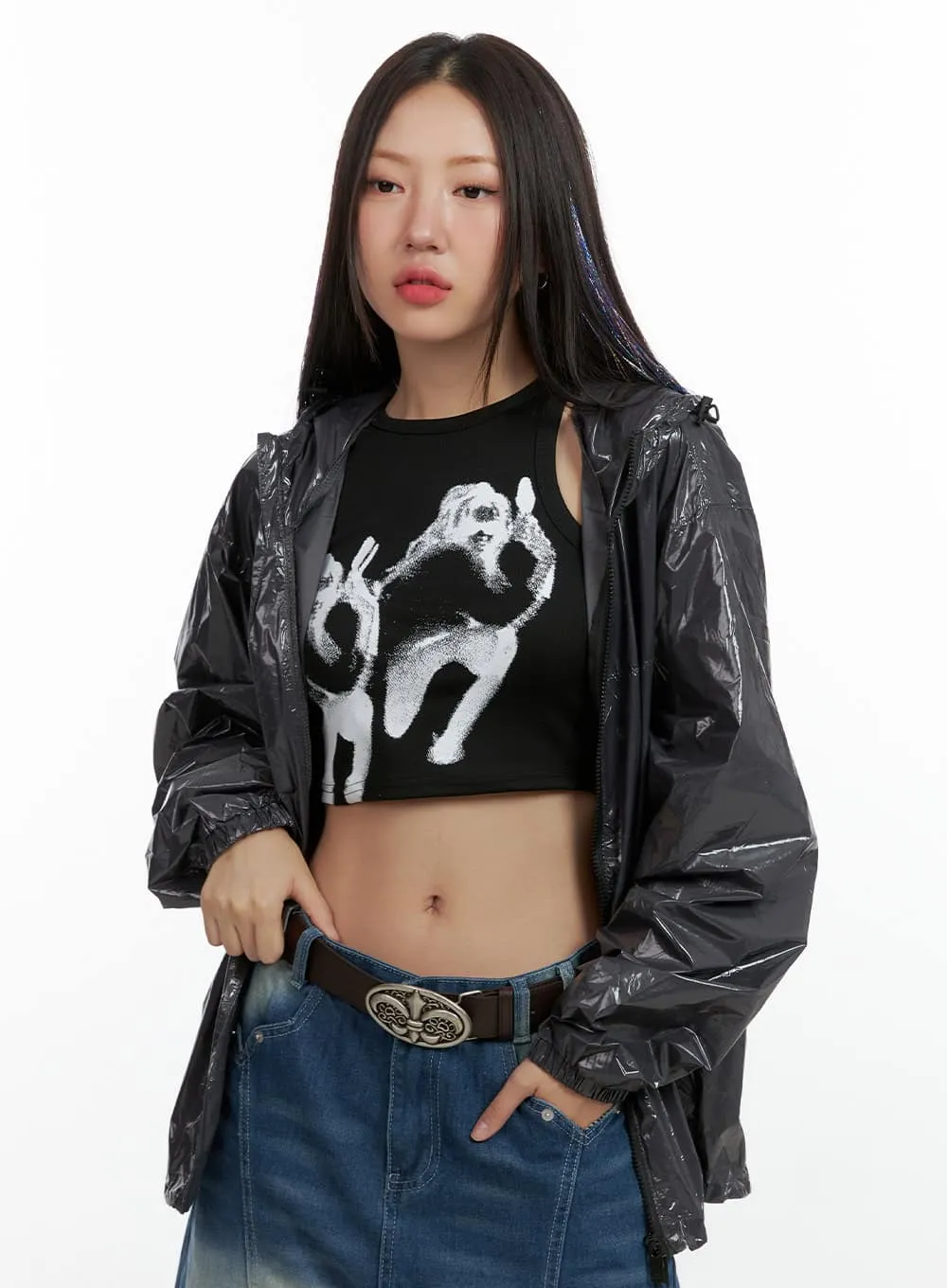 Glossy Zip-Up Jacket OL408 sold by Lewkin product image thumbnail 5