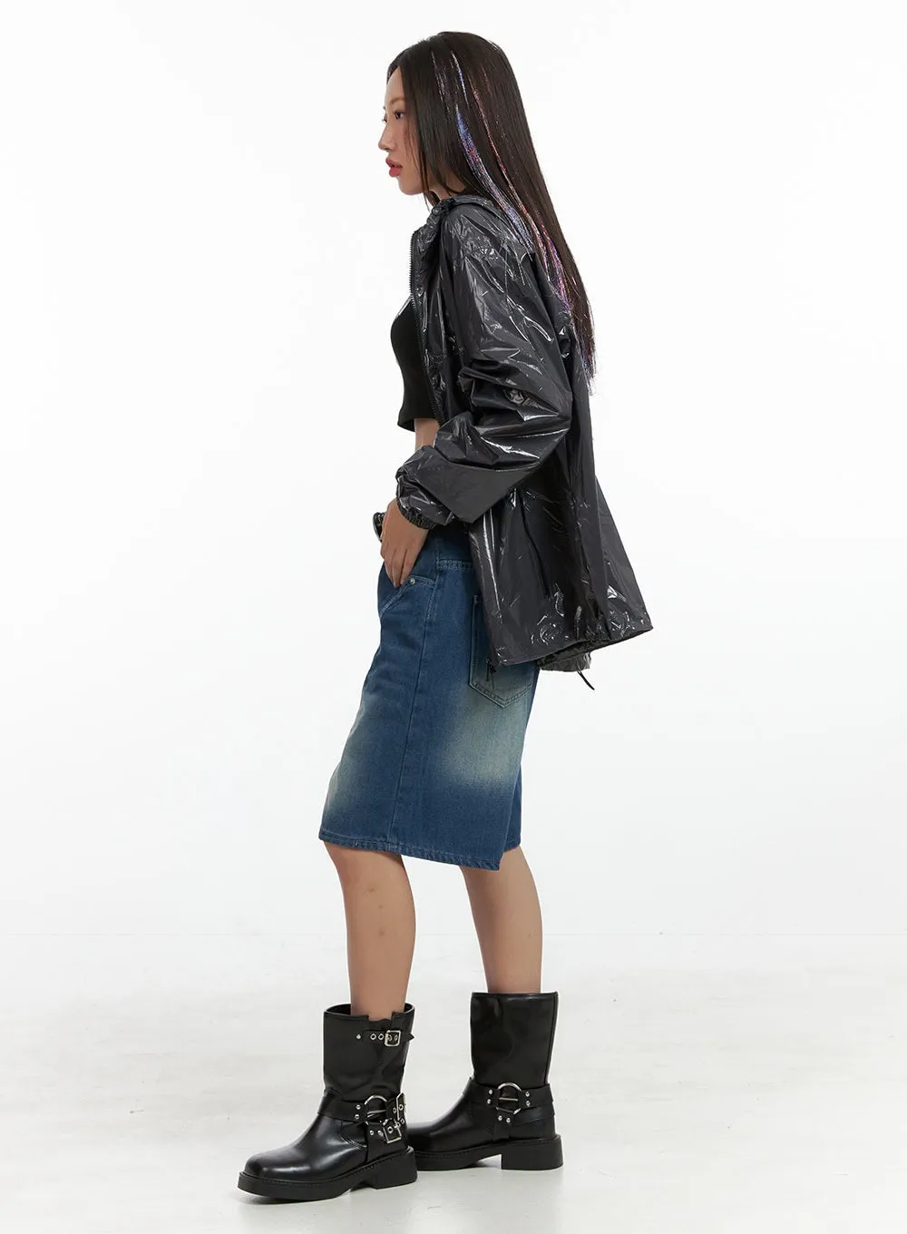 Glossy Zip-Up Jacket OL408 sold by Lewkin product image thumbnail 3