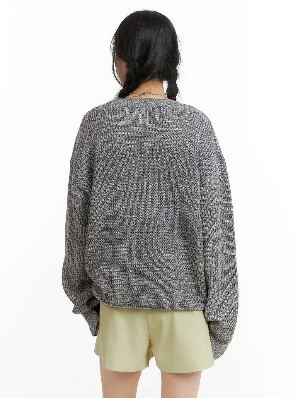 Oversized Solid Knit Sweater OM411 sold by Lewkin product image thumbnail 4