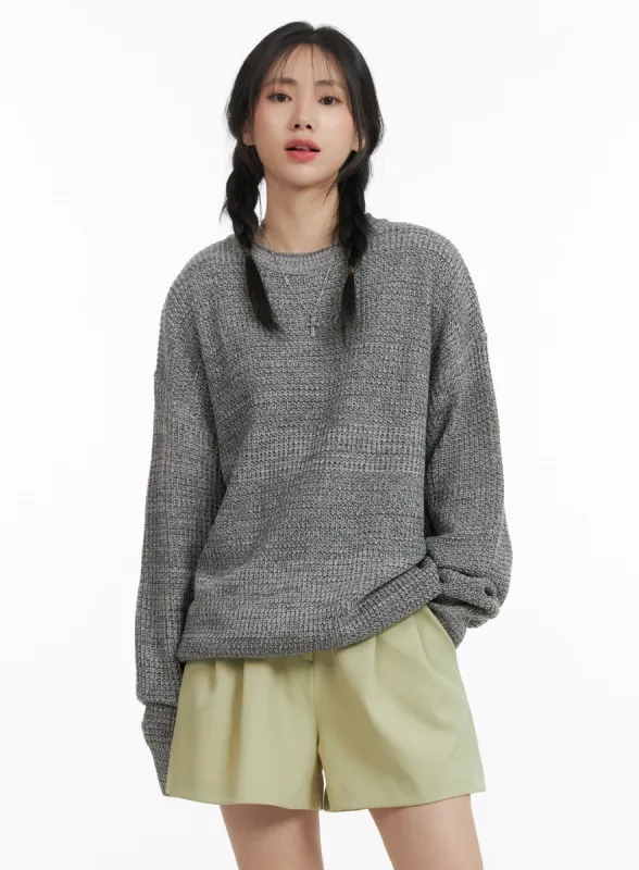 Oversized Solid Knit Sweater OM411 sold by Lewkin