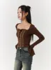 Round Neck Solid Lace Corset Long Sleeve CD322 sold by Lewkin