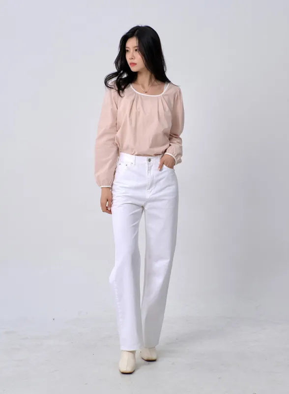 Straight Leg Cotton Pants OM331 sold by Lewkin