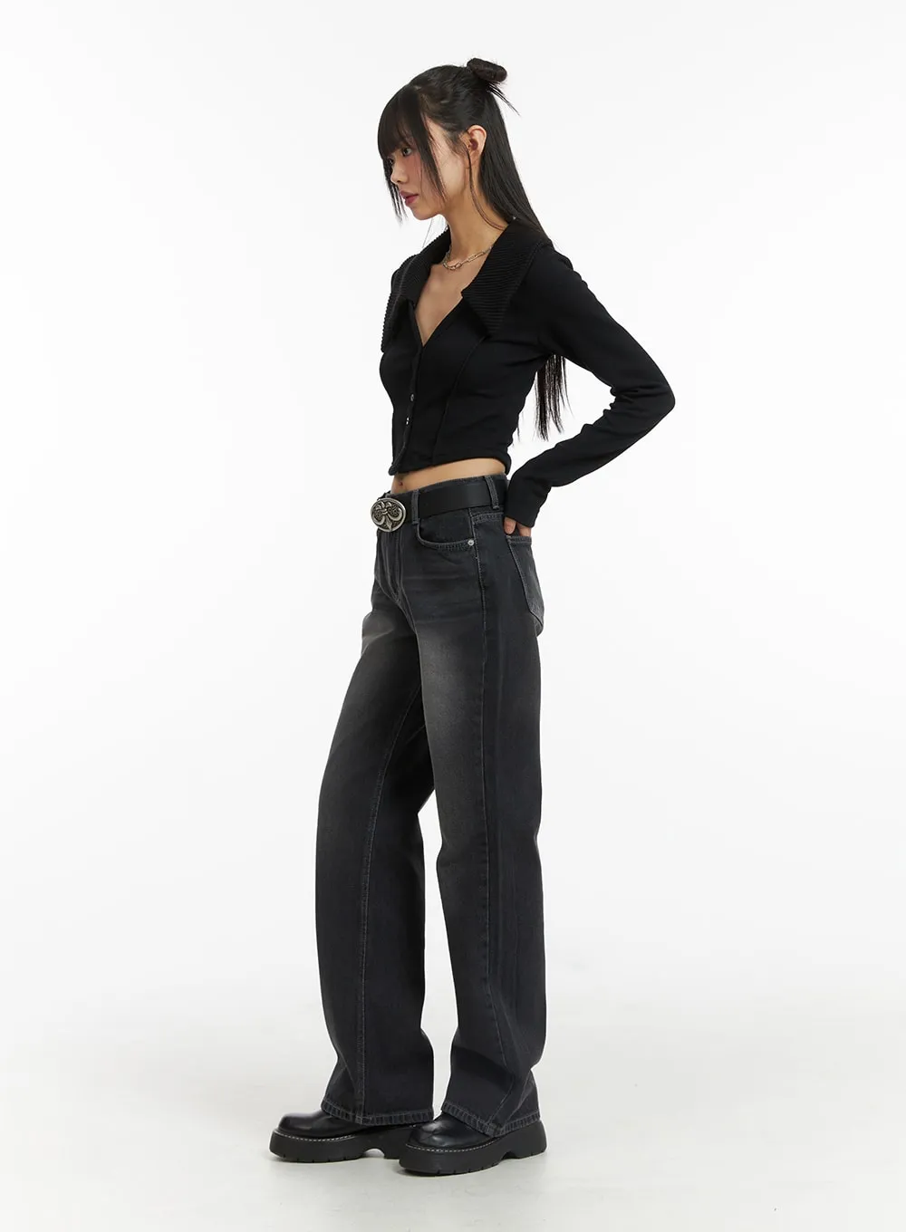 Washed Wide Denim CJ415 sold by Lewkin product image thumbnail 4