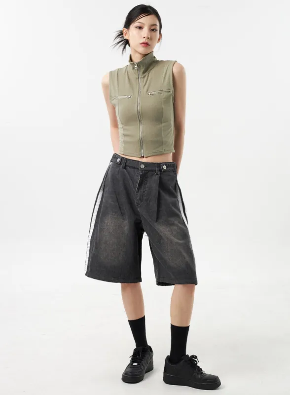 Stripe Bermuda Pants Unisex CU308 sold by Lewkin