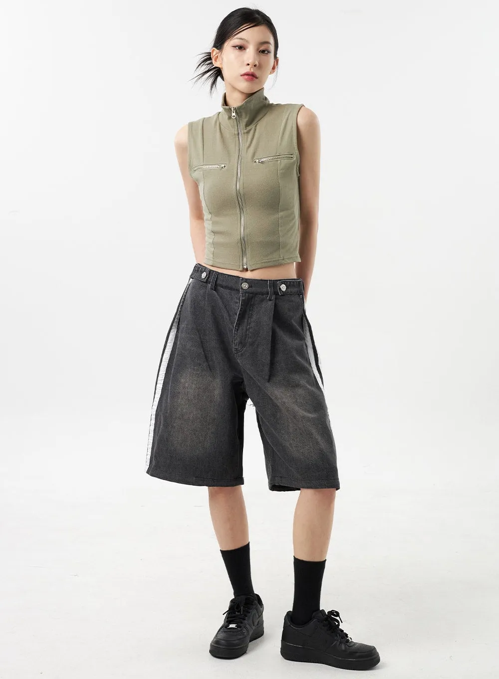 Stripe Bermuda Pants Unisex CU308 sold by Lewkin