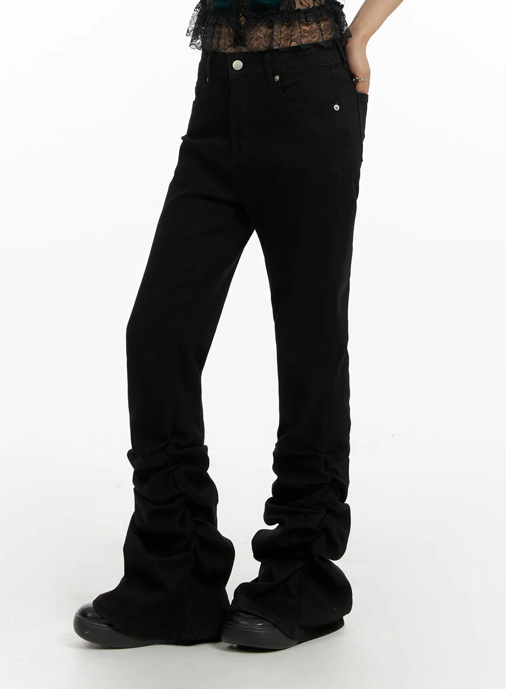 Slim Fit Shirred Bootcut Pants CF429 sold by Lewkin product image thumbnail 3