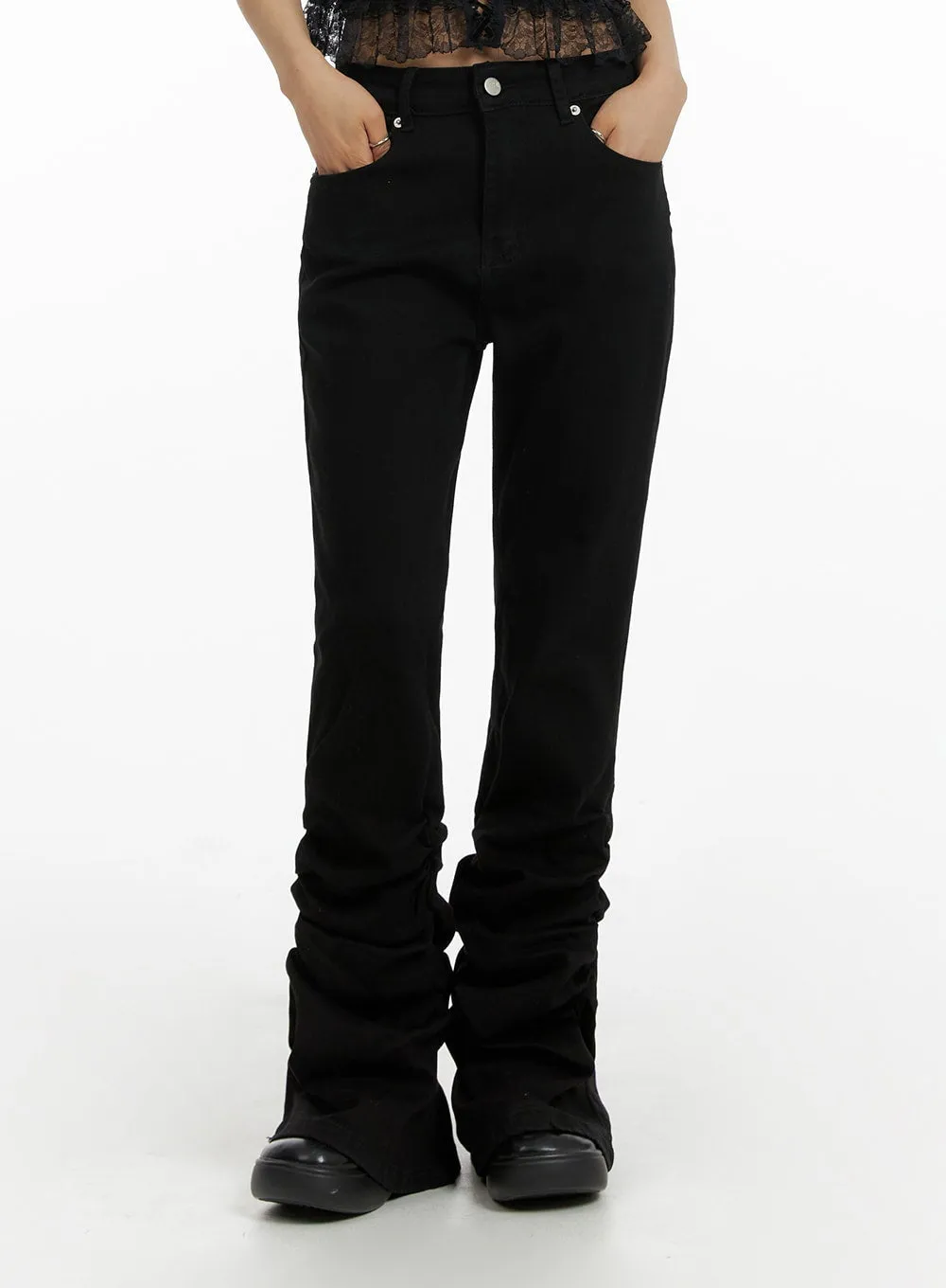 Slim Fit Shirred Bootcut Pants CF429 sold by Lewkin