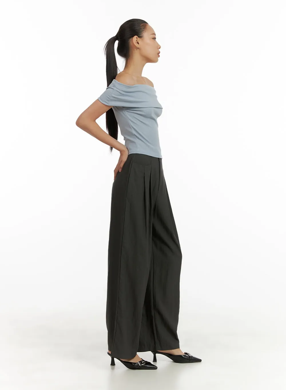 Off-Shoulder Solid Top CU414 sold by Lewkin product image thumbnail 3