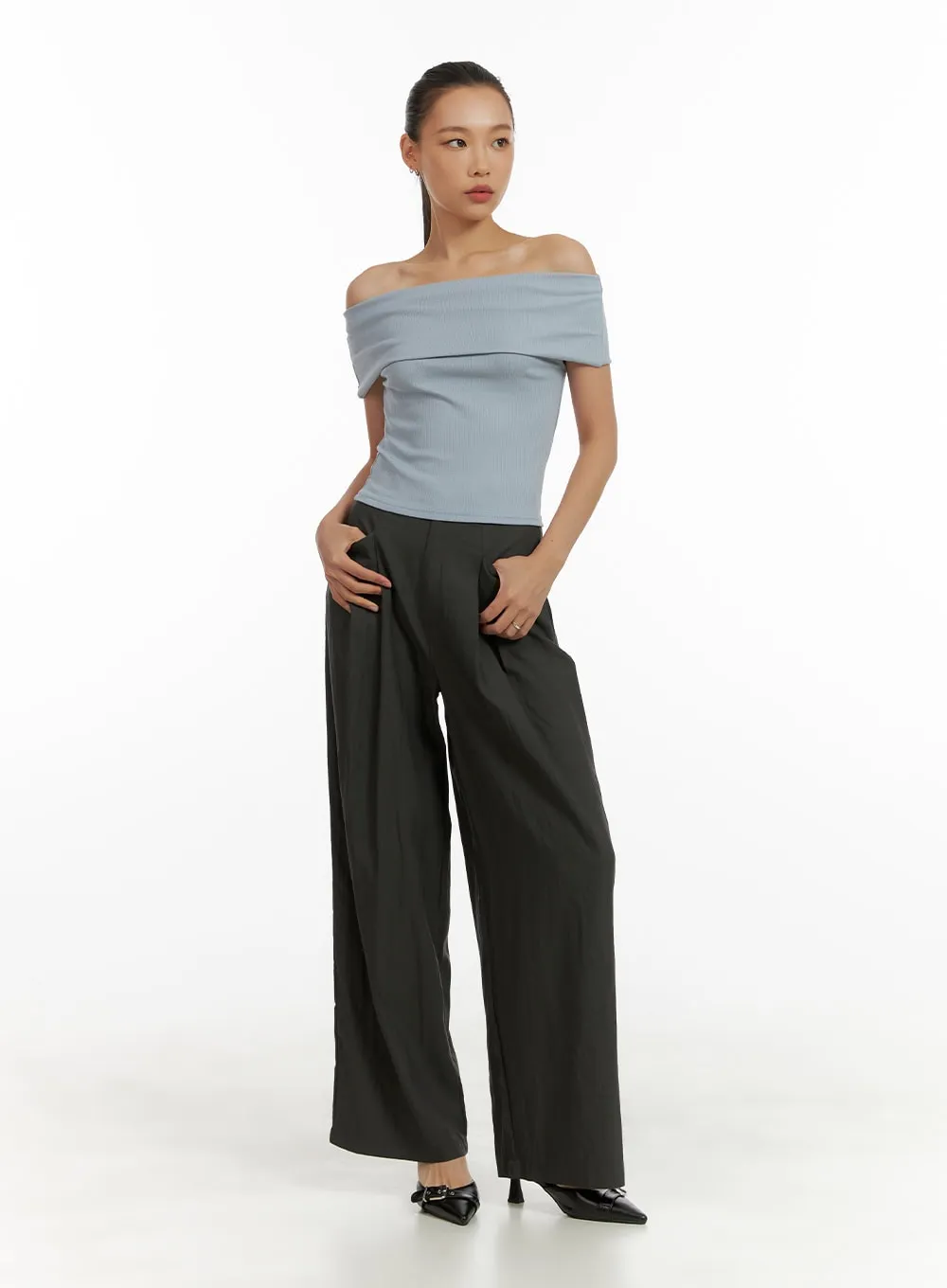Off-Shoulder Solid Top CU414 sold by Lewkin product image thumbnail 2